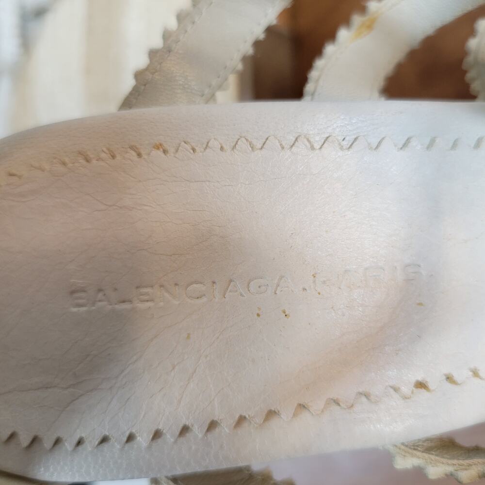 Balenciaga Womens Arena Wedge Sandals 39 US 9 White Strappy Espadrille Platform - Picture 7 of 14